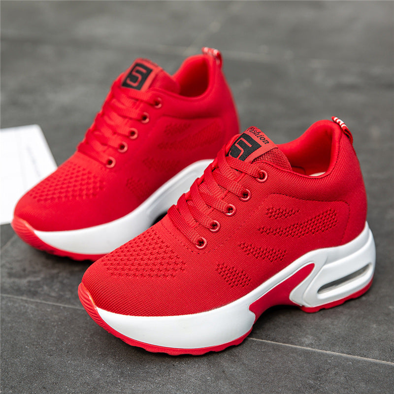 Soft Sole Mesh Breathable Height-increasing Sports Running Platform Casual Shoes